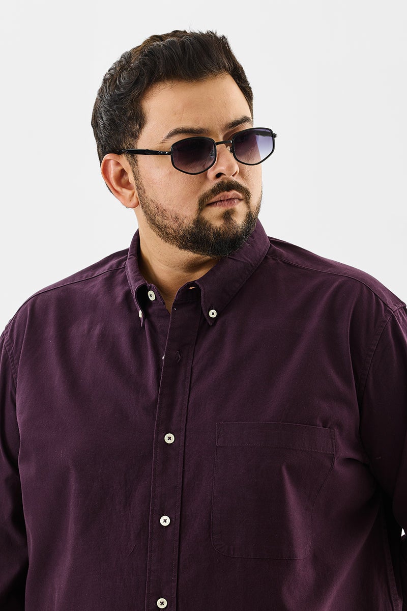 SNITCH Lucia Burgundy Plain Plus Size Shirts - Image 4